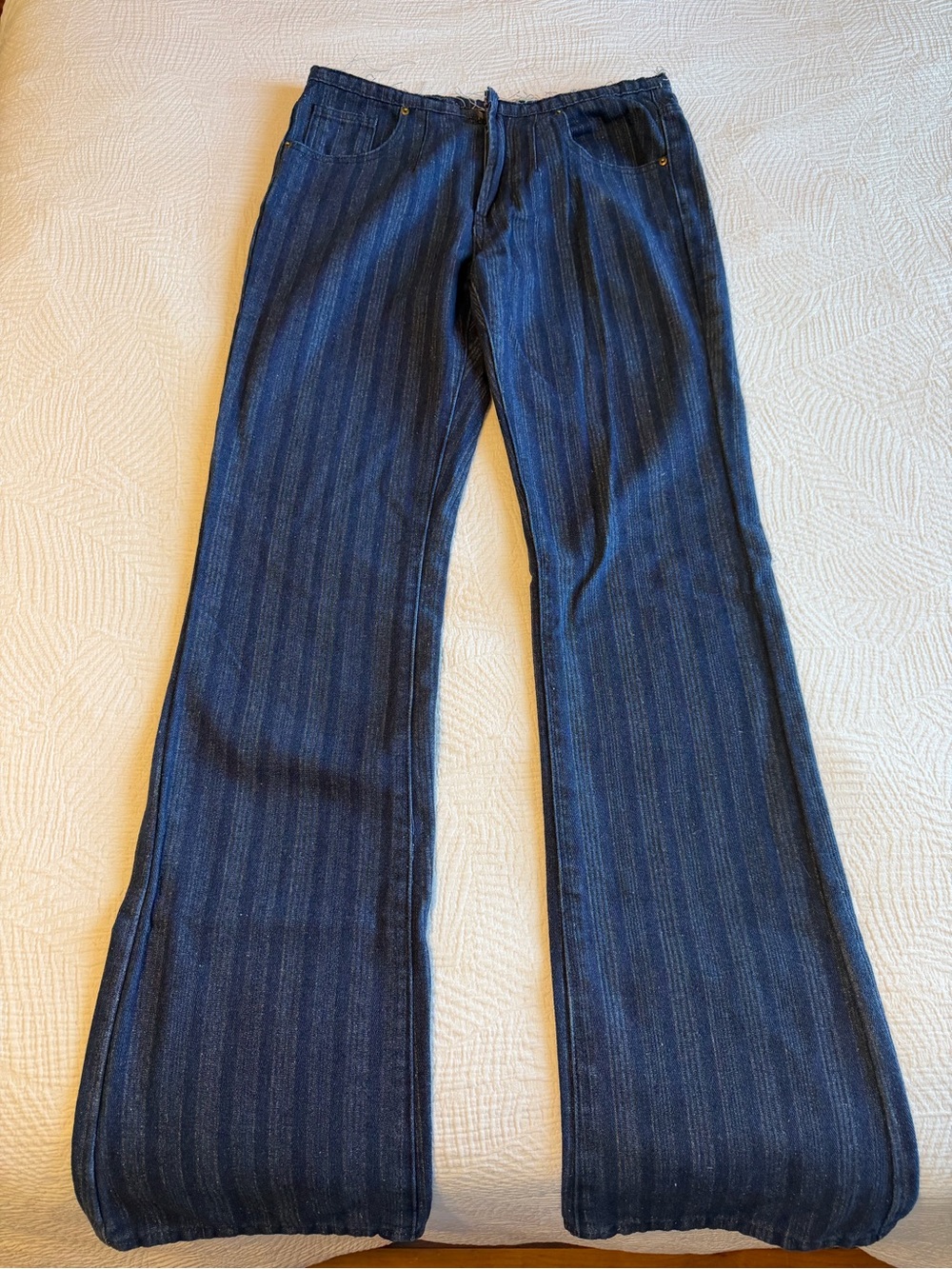 Lioness Navy Pinstripe Wide-Leg Jeans